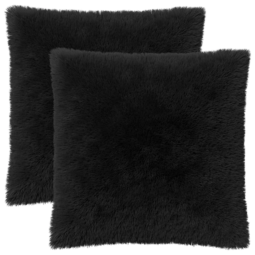 Pagalvėlės užvalkalas 2 pcs HEERLEN Juoda 65 x 65 cm PV pūkinis