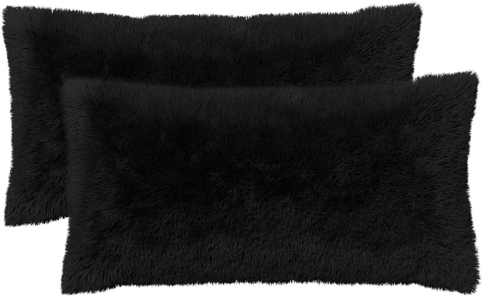 Pagalvėlės užvalkalas 2 pcs HEERLEN Juoda 40 x 80 cm PV pūkinis