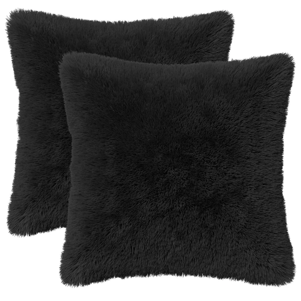Pagalvėlės užvalkalas 2 pcs HEERLEN Juoda 45 x 45 cm PV pūkinis