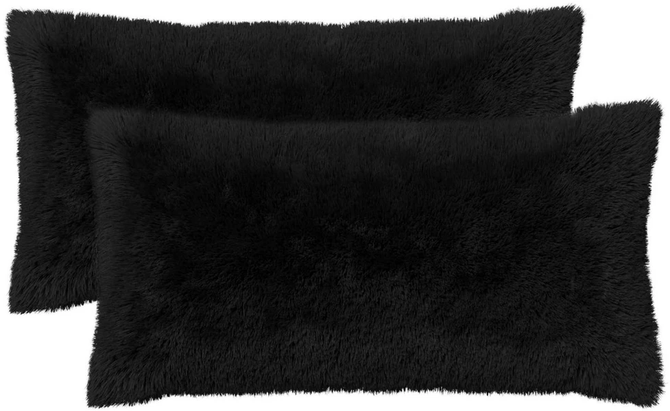 Pagalvėlės užvalkalas 2 pcs HEERLEN Juoda 40 x 70 cm PV pūkinis