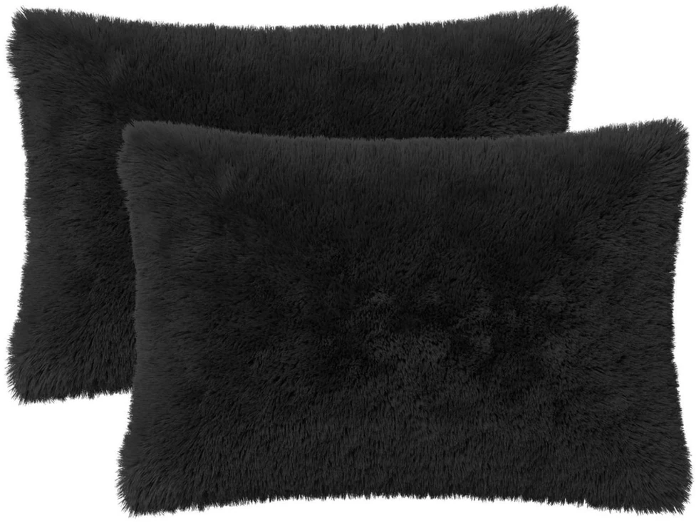 Pagalvėlės užvalkalas 2 pcs HEERLEN Juoda 50 x 70 cm PV pūkinis