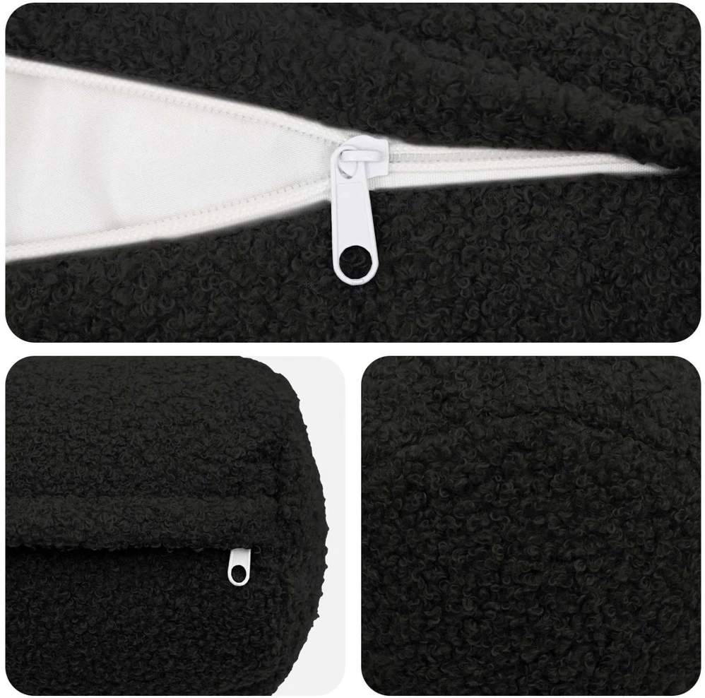 Pagalvėlės užvalkalas 2 pcs HEERLEN Juoda Ø 15 x 40 cm Bouclé