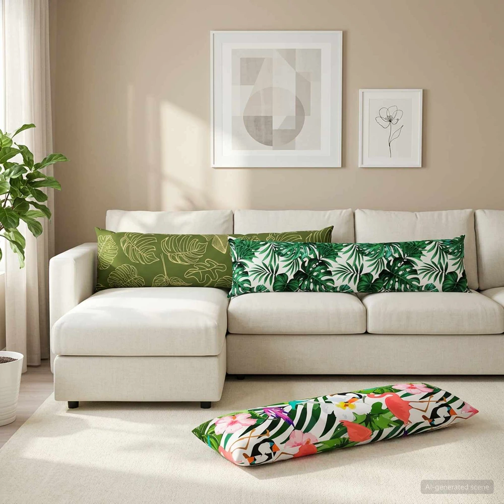 Pagalvėlės užvalkalas 2 pcs HEERLEN Lapų dizainas 40 x 145 cm