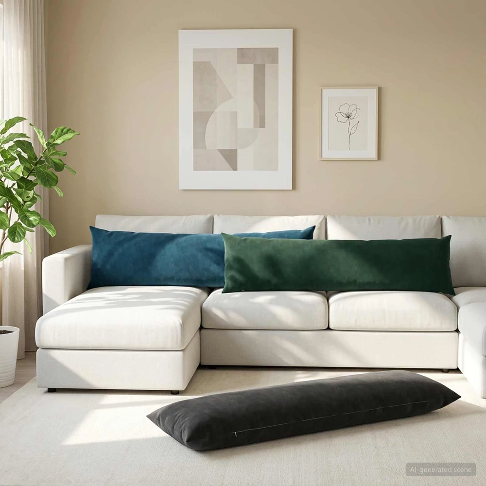 Pagalvėlės užvalkalas 2 pcs HEERLEN Mėlyna 40 x 145 cm Aksomas