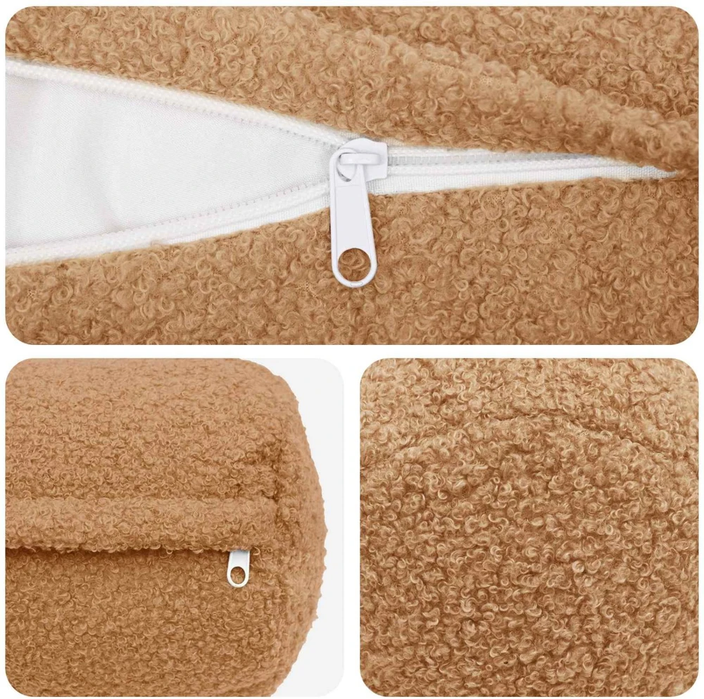 Pagalvėlės užvalkalas 2 pcs HEERLEN Smėlio Ø 15 x 40 cm Bouclé