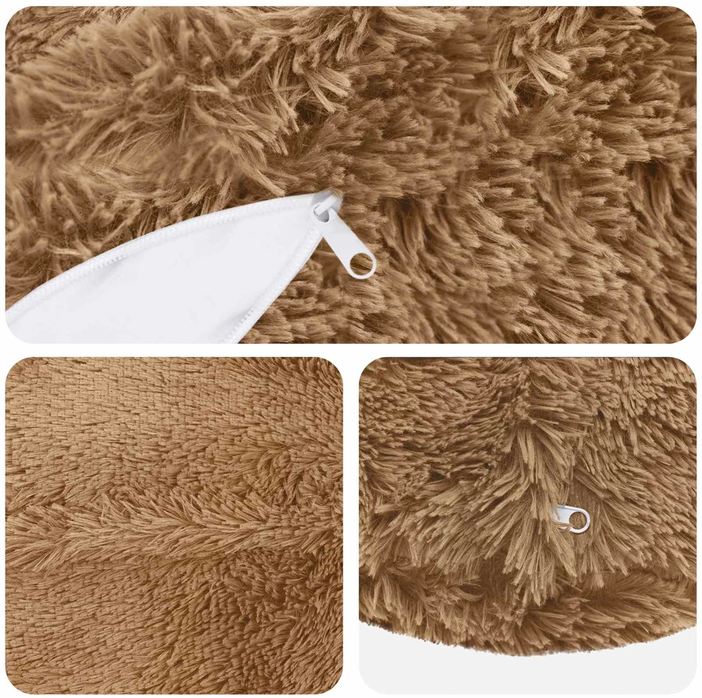 Pagalvėlės užvalkalas 2 pcs HEERLEN Taupe Ø 60 cm PV pūkinis