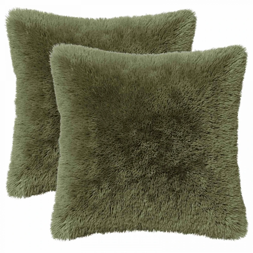 Pagalvėlės užvalkalas 2 pcs HEERLEN Žalia 40 x 40 cm PV pūkinis