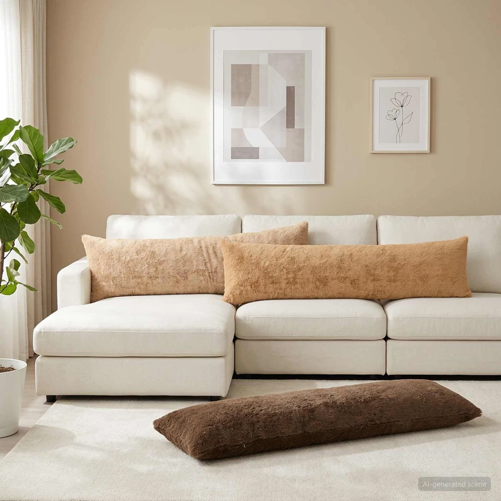 Pagalvėlės užvalkalas 2 vnt. HEERLEN Šviesiai rudas 40 x 145 cm