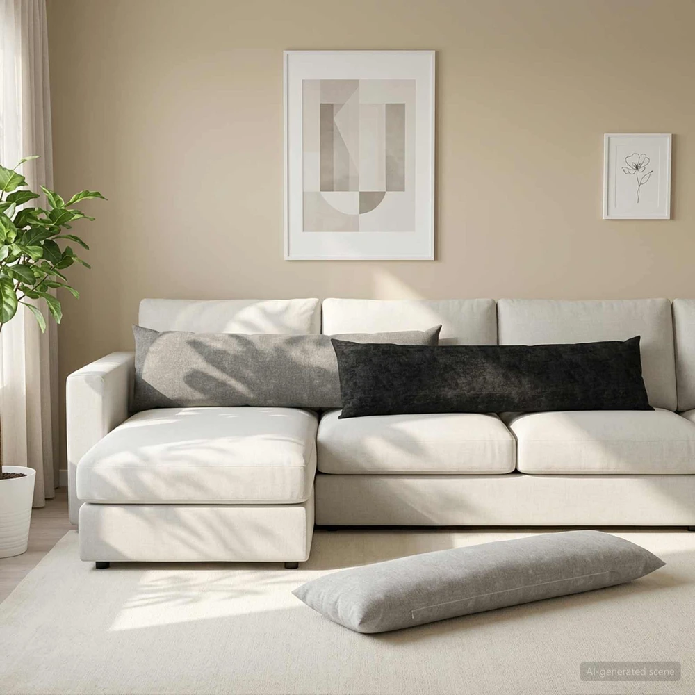 Pagalvėlės užvalkalas 2 vnt. HEERLEN Šviesiai pilka 40 x 145 cm