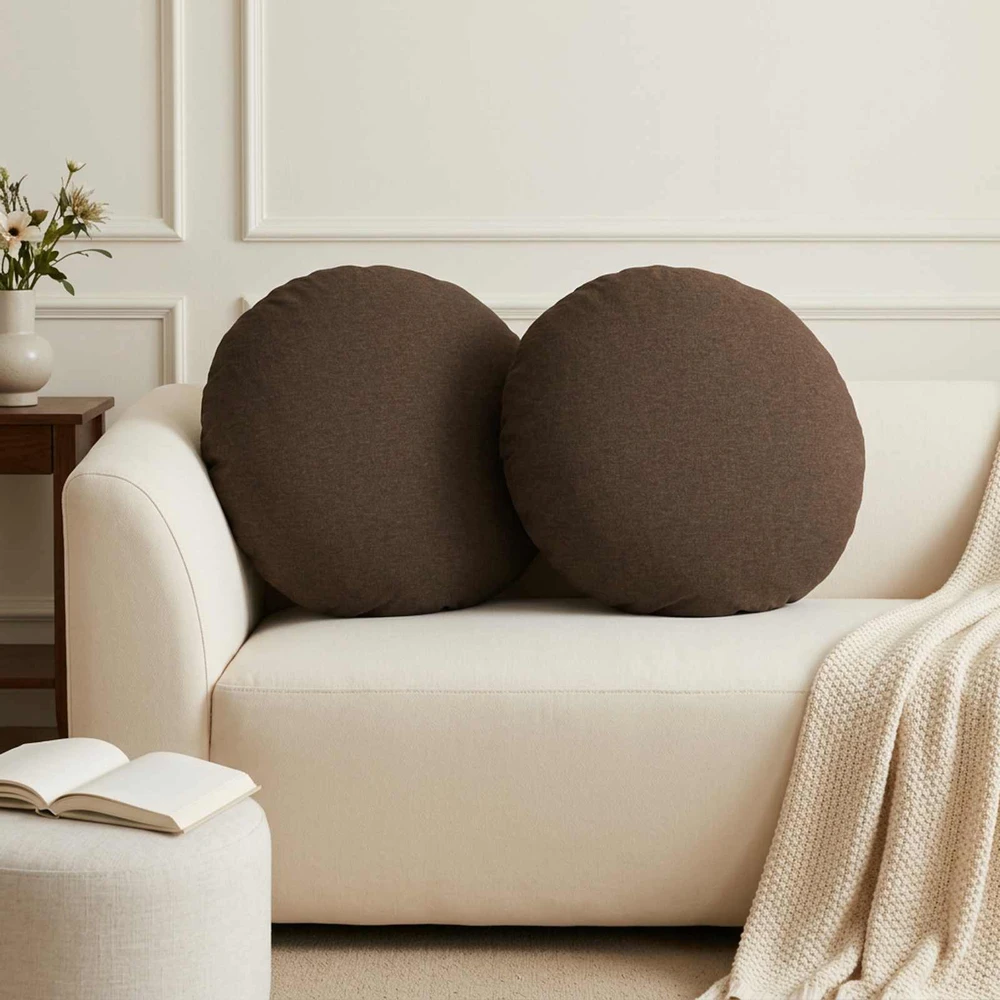 Pagalvėlės užvalkalas 2 vnt. HEERLEN Taupe Ø 60 cm Audinys