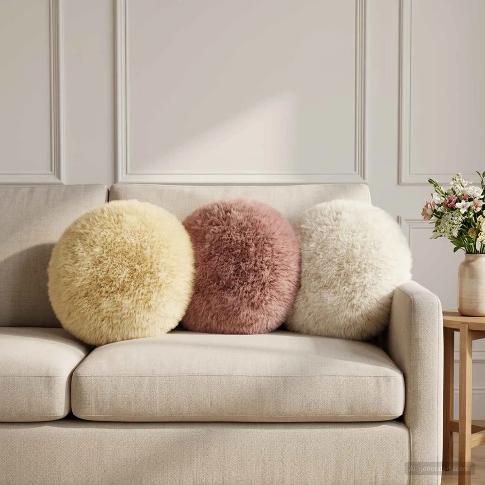 Pagalvėlės užvalkalas 6 pcs HEERLEN Balta Ø 30 cm PV pūkinis