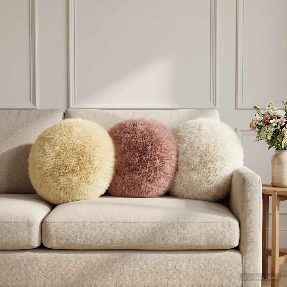 Pagalvėlės užvalkalas 6 pcs HEERLEN Balta Ø 40 cm PV pūkinis