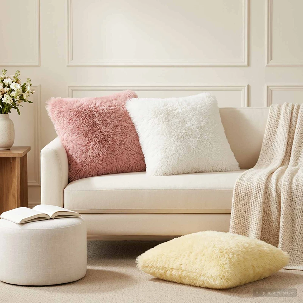 Pagalvėlės užvalkalas 6 pcs HEERLEN Balta 50 x 50 cm PV pūkinis