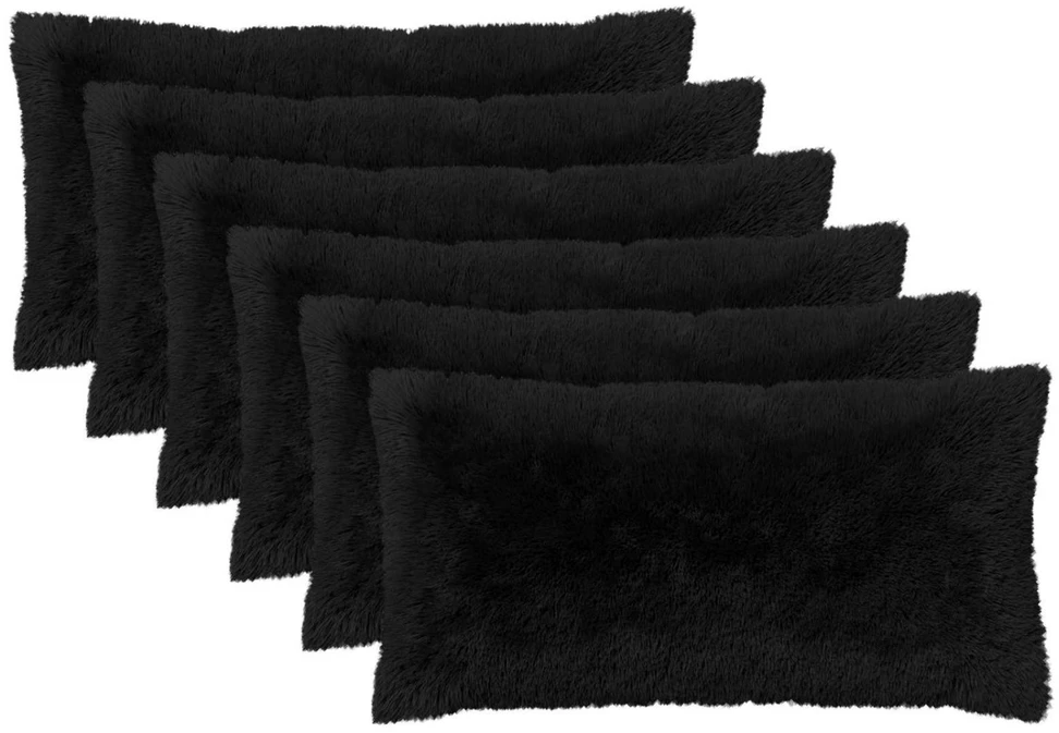Pagalvėlės užvalkalas 6 pcs HEERLEN Juoda 40 x 70 cm PV pūkinis
