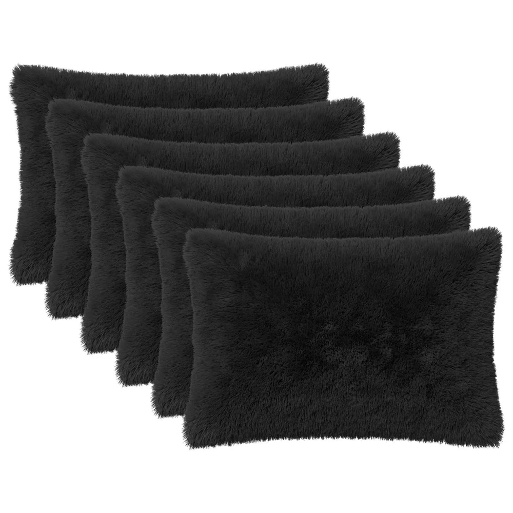 Pagalvėlės užvalkalas 6 pcs HEERLEN Juoda 40 x 60 cm PV pūkinis