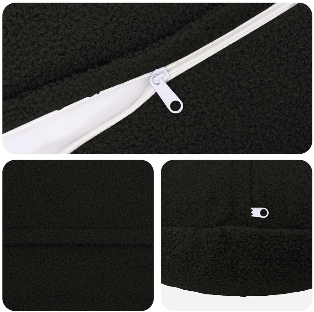 Pagalvėlės užvalkalas 6 pcs HEERLEN Juoda Ø 40 cm Bouclé