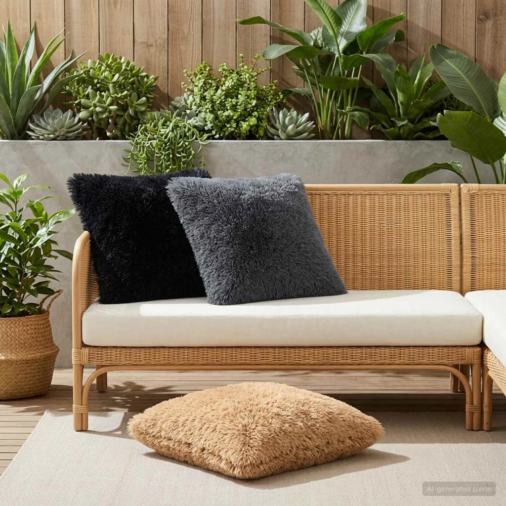 Pagalvėlės užvalkalas 6 pcs HEERLEN Juoda 60 x 60 cm PV pūkinis