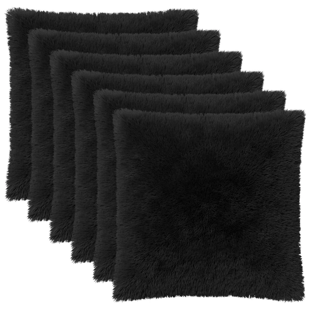 Pagalvėlės užvalkalas 6 pcs HEERLEN Juoda 60 x 60 cm PV pūkinis