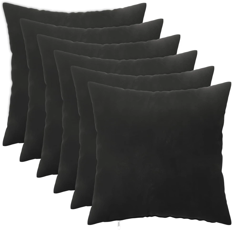Pagalvėlės užvalkalas 6 pcs HEERLEN Juoda 40 x 40 cm Aksomas