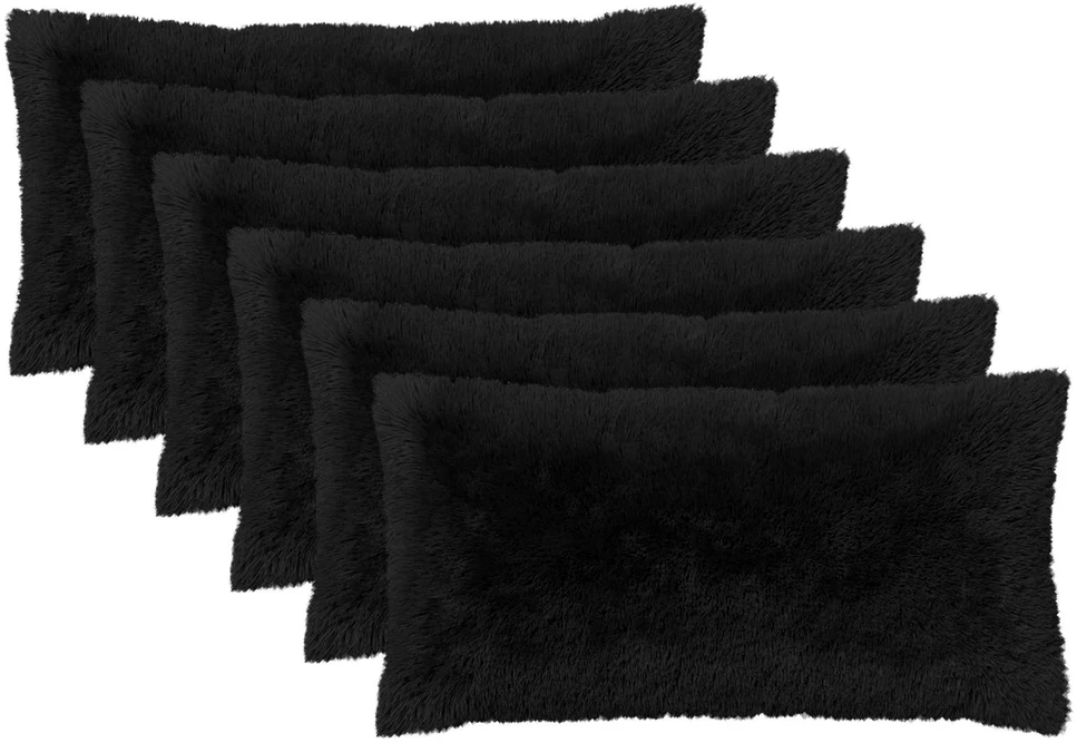 Pagalvėlės užvalkalas 6 pcs HEERLEN Juoda 40 x 80 cm PV pūkinis