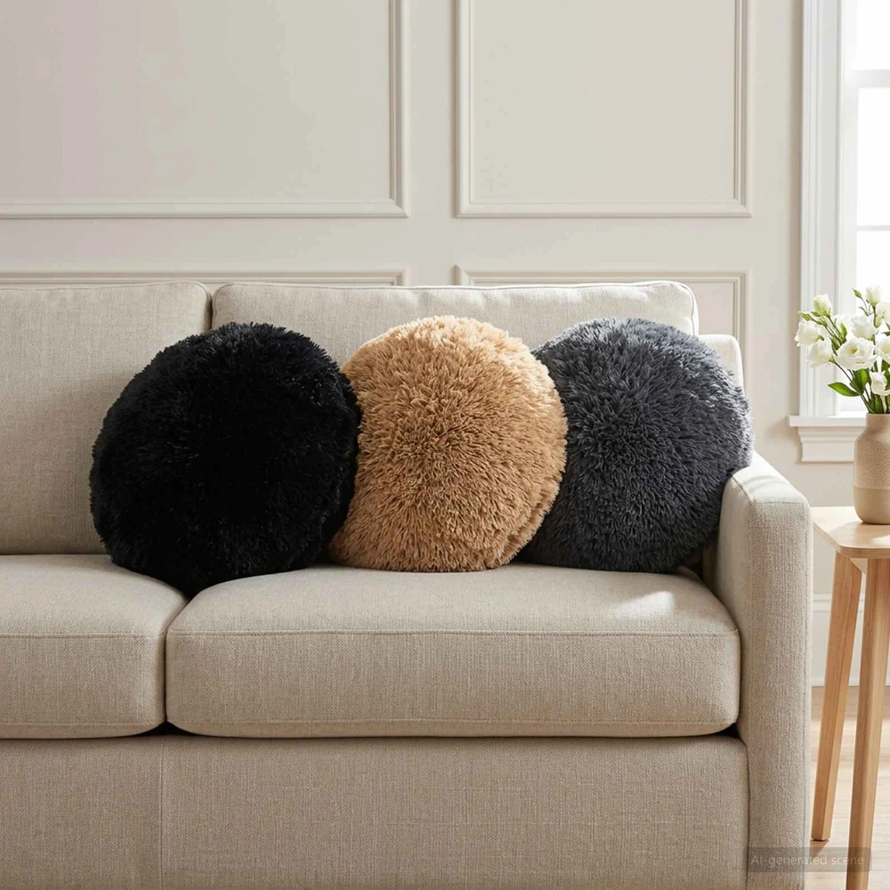 Pagalvėlės užvalkalas 6 pcs HEERLEN Juoda Ø 30 cm PV pūkinis