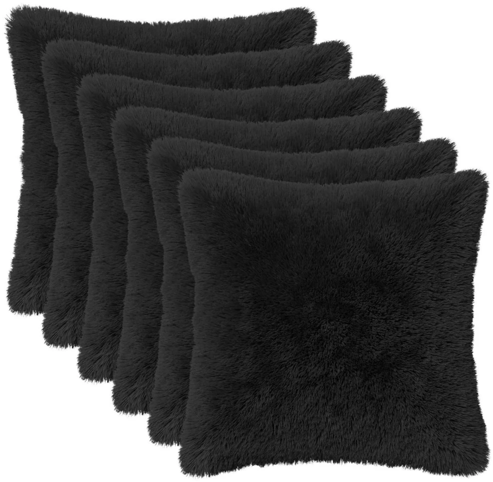 Pagalvėlės užvalkalas 6 pcs HEERLEN Juoda 30 x 30 cm PV pūkinis