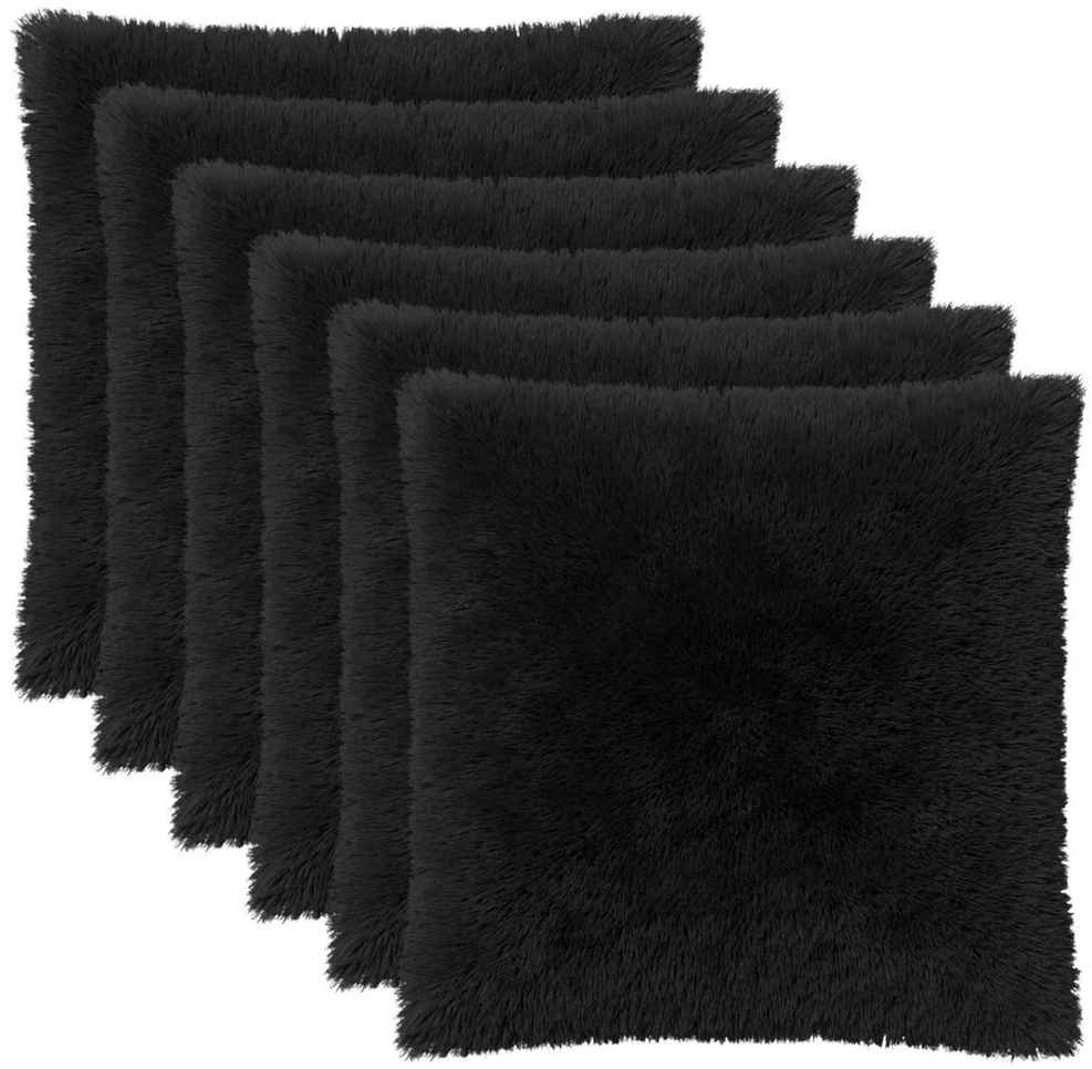 Pagalvėlės užvalkalas 6 pcs HEERLEN Juoda 60 x 60 cm PV pūkinis