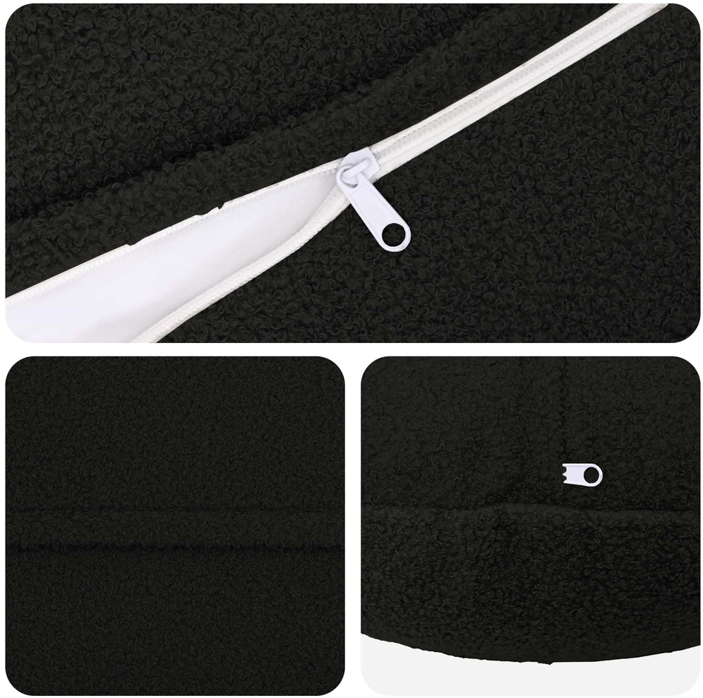 Pagalvėlės užvalkalas 6 pcs HEERLEN Juoda Ø 50 cm Bouclé