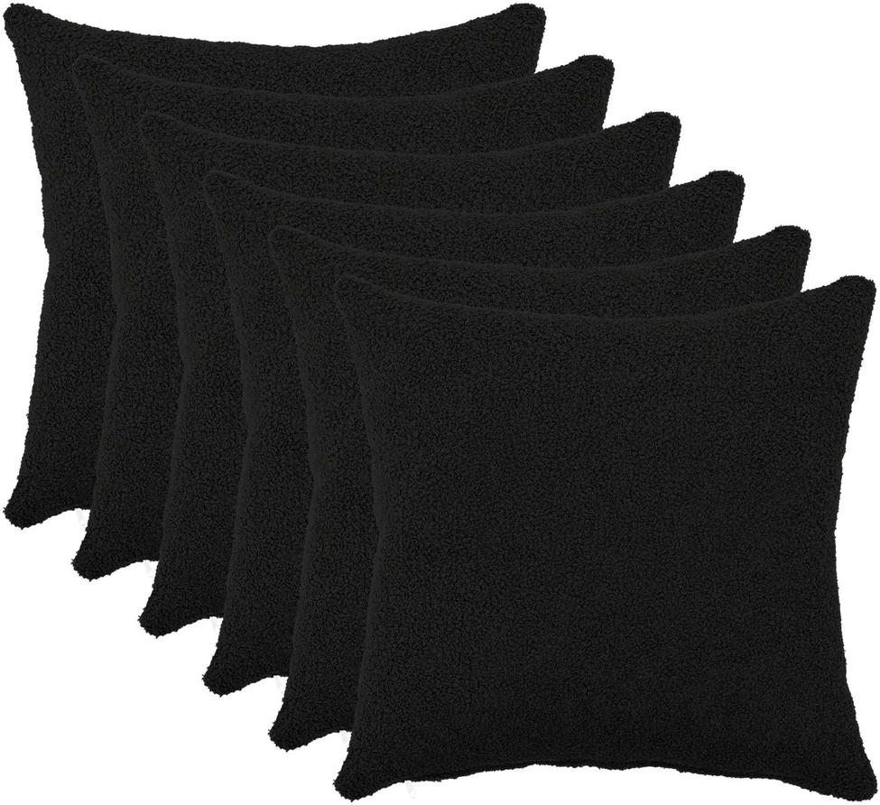 Pagalvėlės užvalkalas 6 pcs HEERLEN Juoda 45 x 45 cm Bouclé