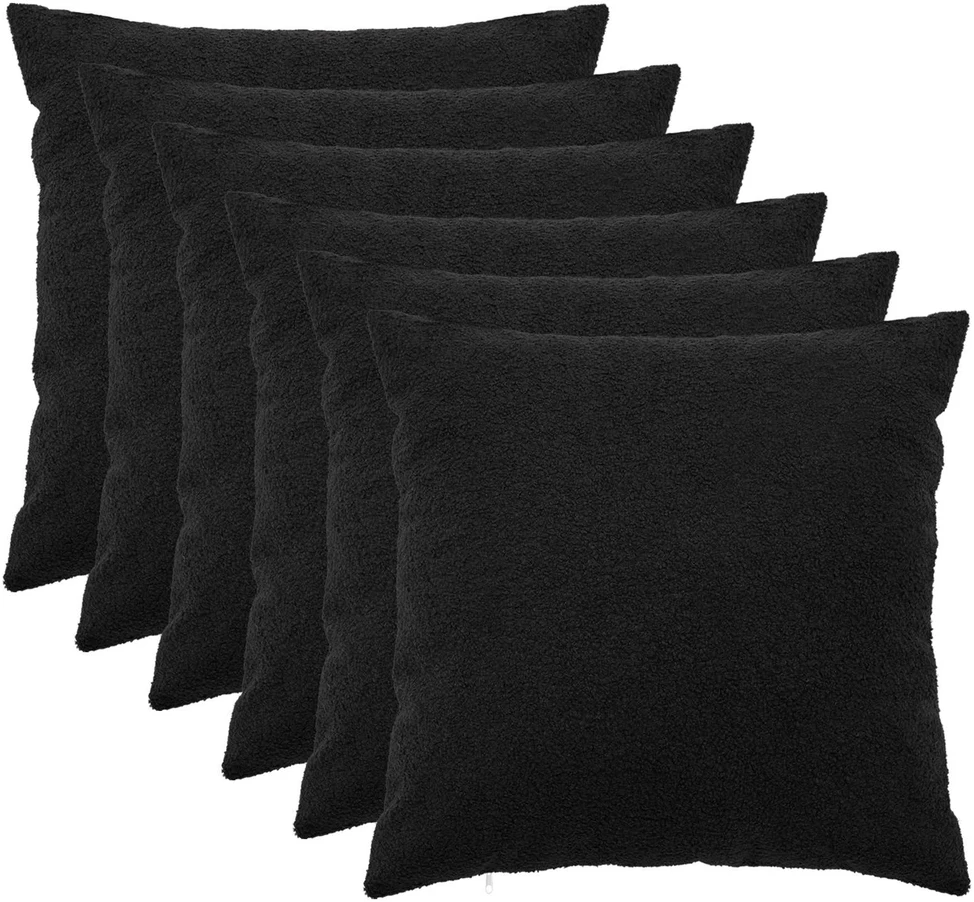 Pagalvėlės užvalkalas 6 pcs HEERLEN Juoda 80 x 80 cm Bouclé