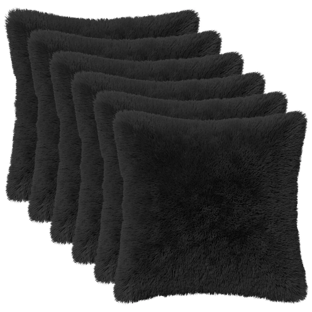 Pagalvėlės užvalkalas 6 pcs HEERLEN Juoda 45 x 45 cm PV pūkinis
