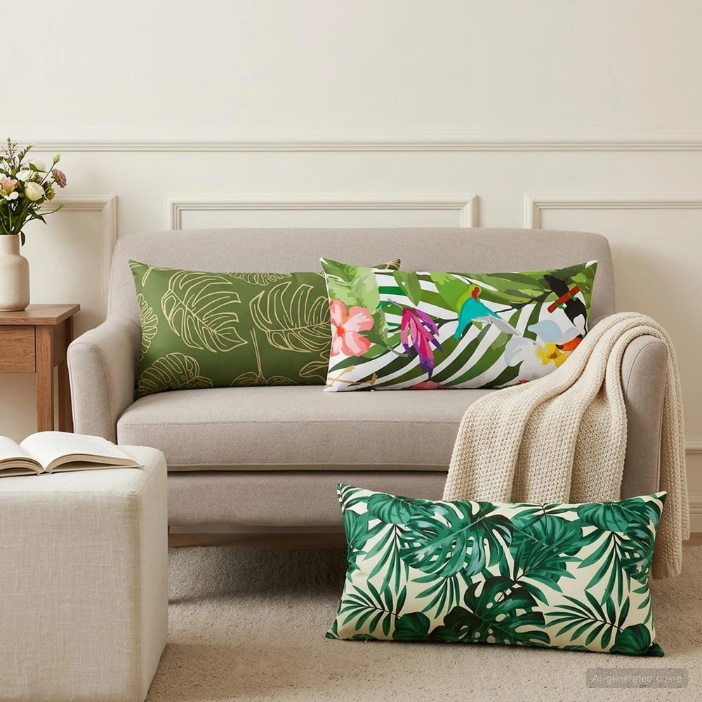 Pagalvėlės užvalkalas 6 pcs HEERLEN Lapų dizainas 40 x 70 cm
