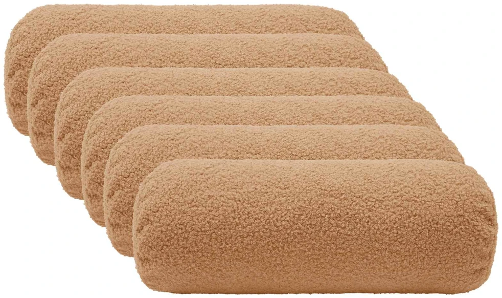 Pagalvėlės užvalkalas 6 pcs HEERLEN Smėlio Ø 15 x 40 cm Bouclé