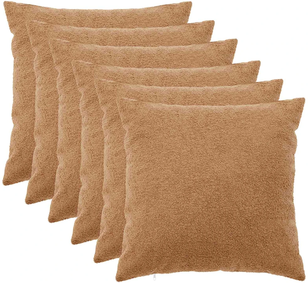 Pagalvėlės užvalkalas 6 pcs HEERLEN Smėlio 80 x 80 cm Bouclé