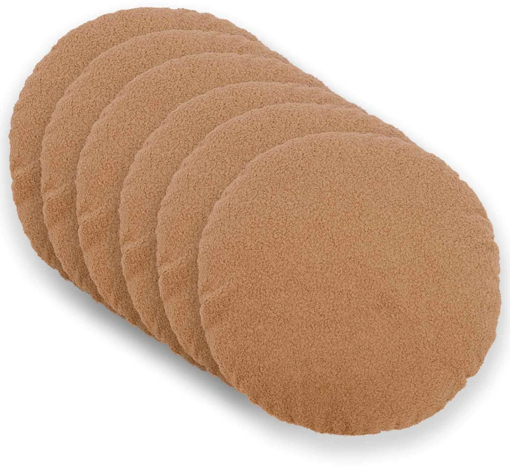 Pagalvėlės užvalkalas 6 pcs HEERLEN Smėlio Ø 30 cm Bouclé
