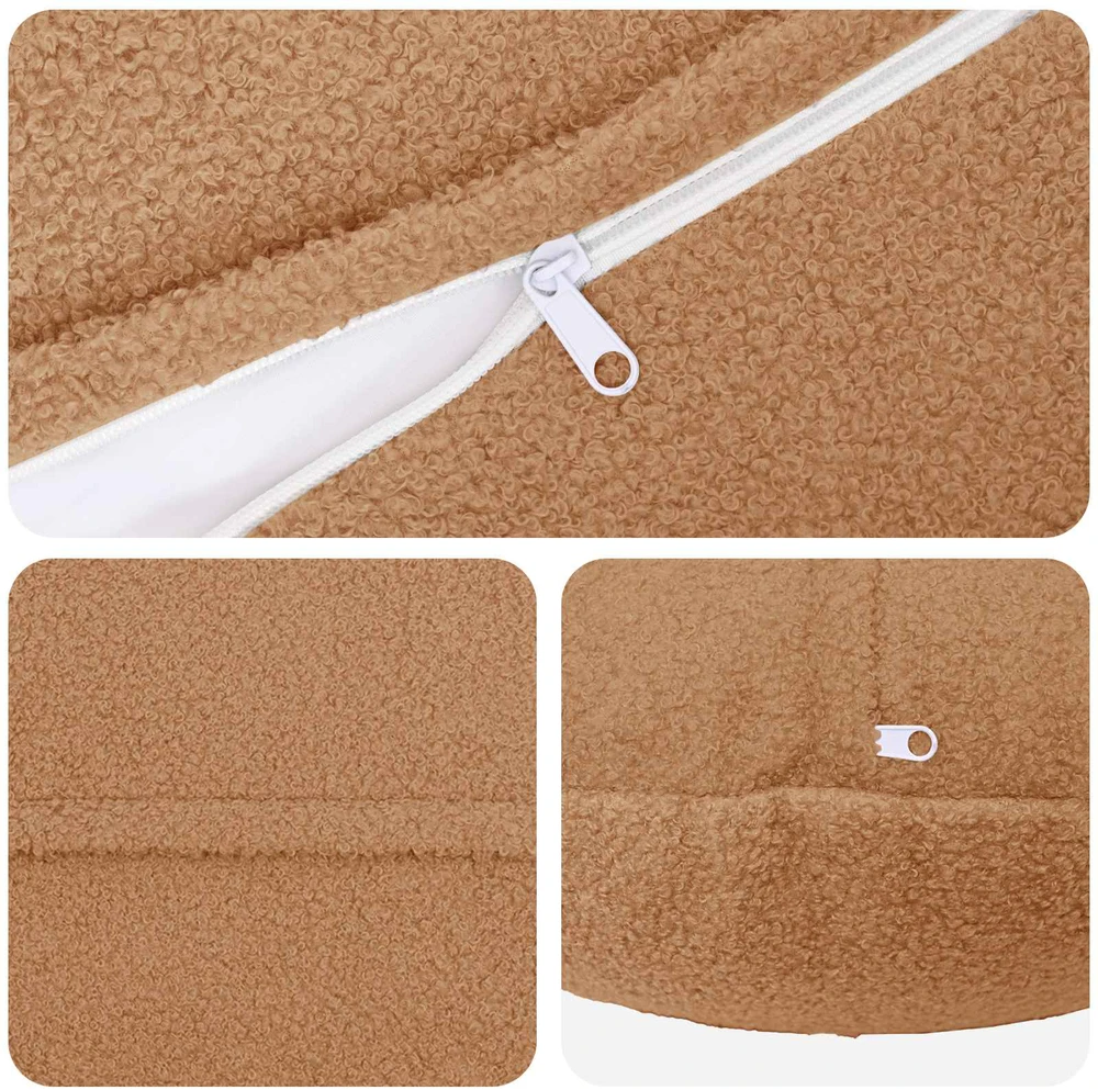 Pagalvėlės užvalkalas 6 pcs HEERLEN Smėlio Ø 30 cm Bouclé