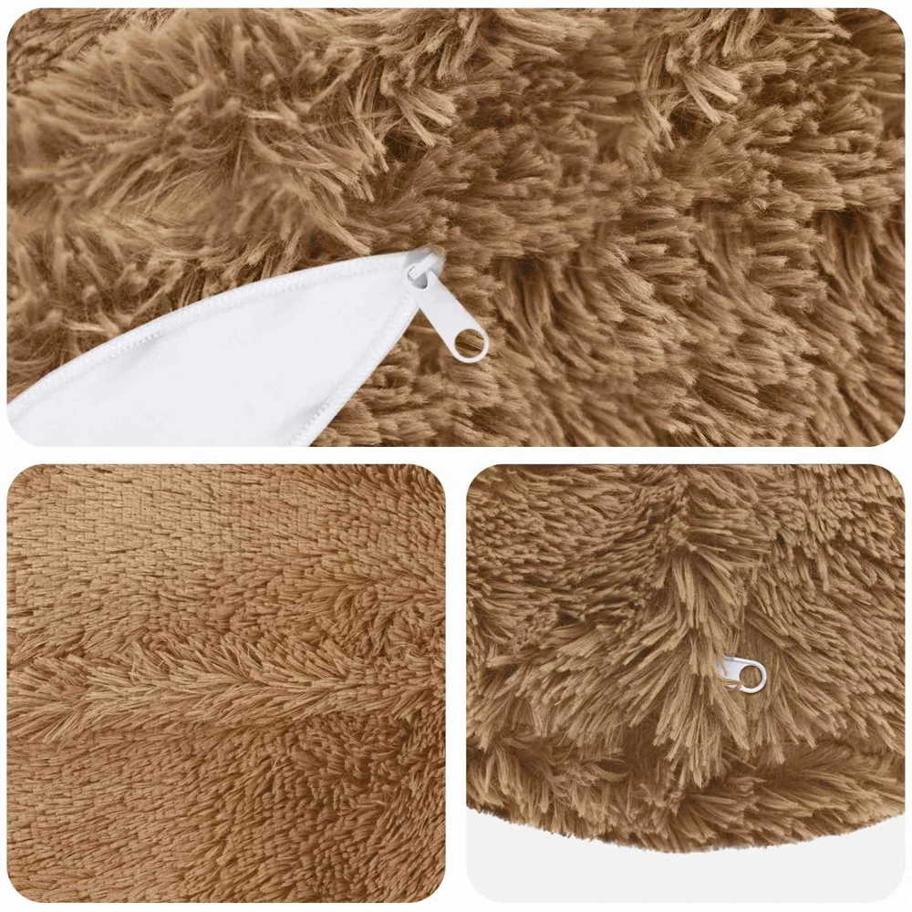 Pagalvėlės užvalkalas 6 pcs HEERLEN Taupe Ø 60 cm PV pūkinis