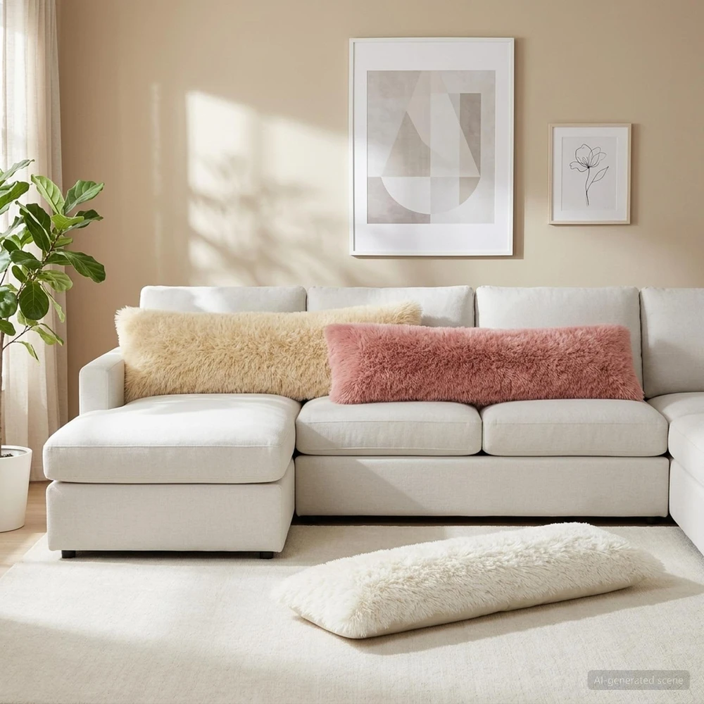 Pagalvėlės užvalkalas HEERLEN Kreminė 40 x 145 cm PV pūkinis