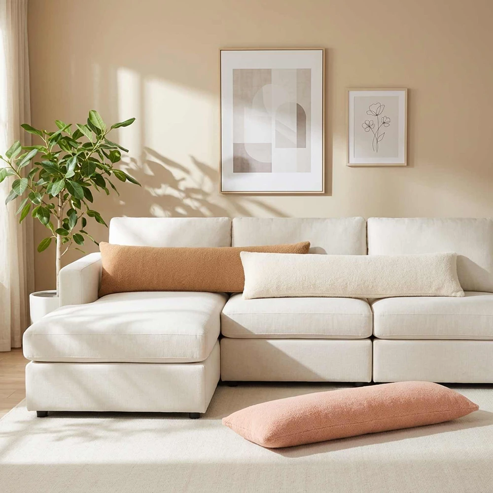 Pagalvėlės užvalkalas HEERLEN Smėlio 40 x 145 cm Bouclé