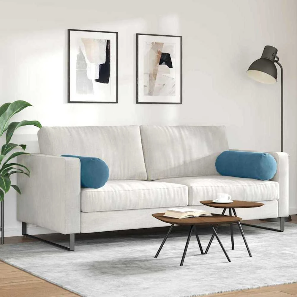 Pagalvės 2 pcs Mėlyna Ø 25 x 70 cm Kordūrinis audinys