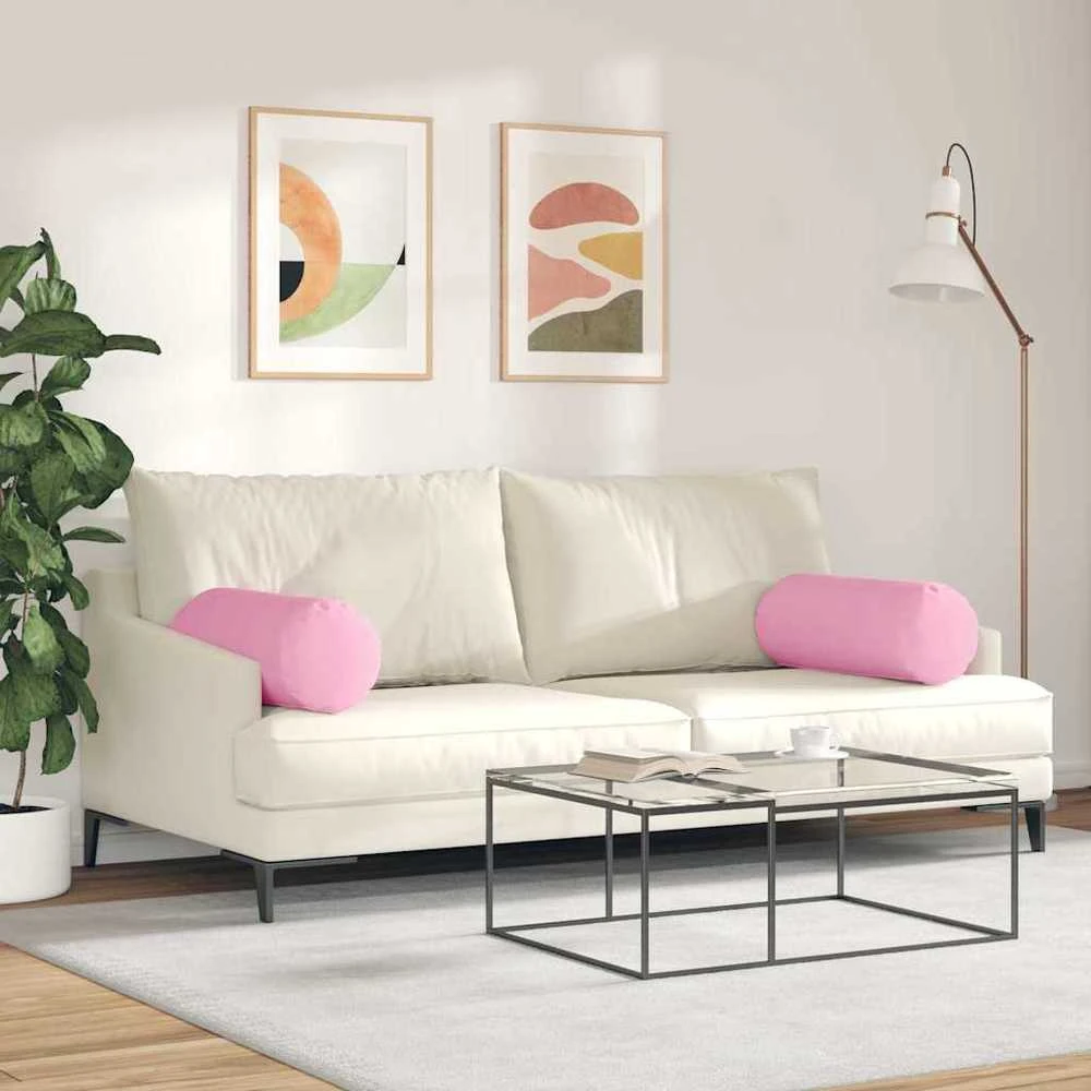 Pagalvės 2 vnt. audinys Rožinė Ø 25 x 70 cm