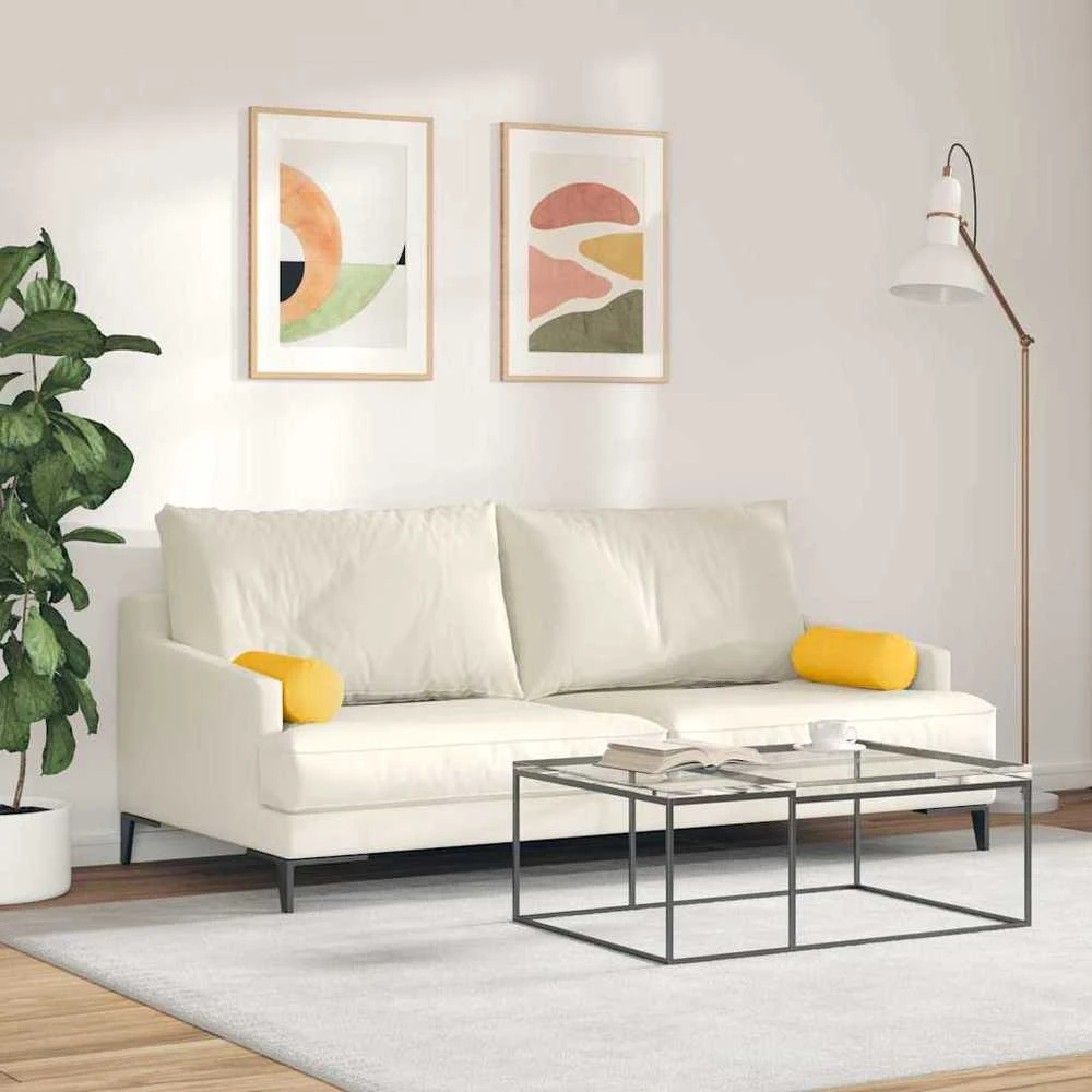 Pagalvės 2 pcs Šviesi geltona Ø 15 x 40 cm Kordūrinis audinys