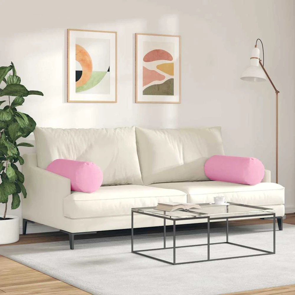 Pagalvės 2 vnt. audinys Rožinė Ø 25 x 70 cm