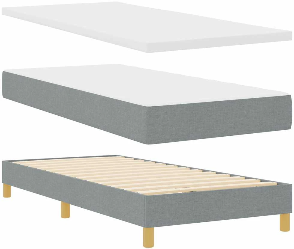 Kiemas lova su pagalve Šviesiai pilka 90 x 200 cm audinys