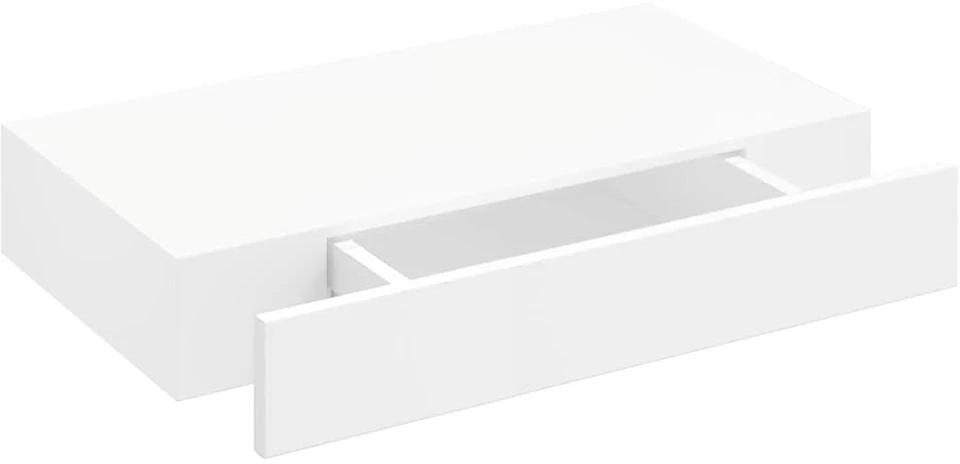 Pakabin. sien. lentynos su stalčiais, 2vnt., baltos, 48cm