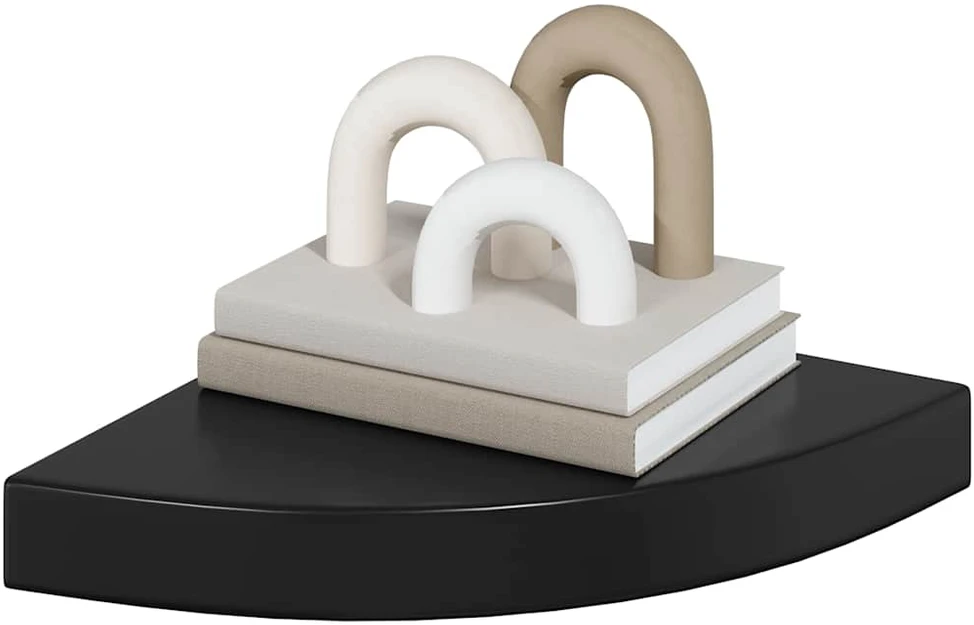 Pakabinama kampinė lentyna, juoda, 25x25x3,8cm, MDF, blizgi