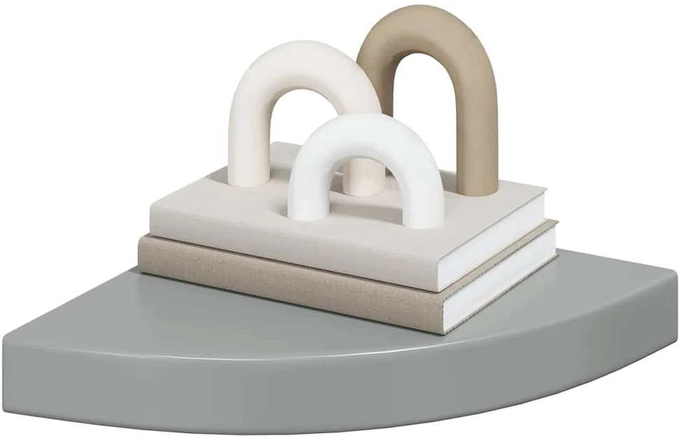 Pakabinama kampinė lentyna, pilka, 25x25x3,8cm, MDF, blizgi