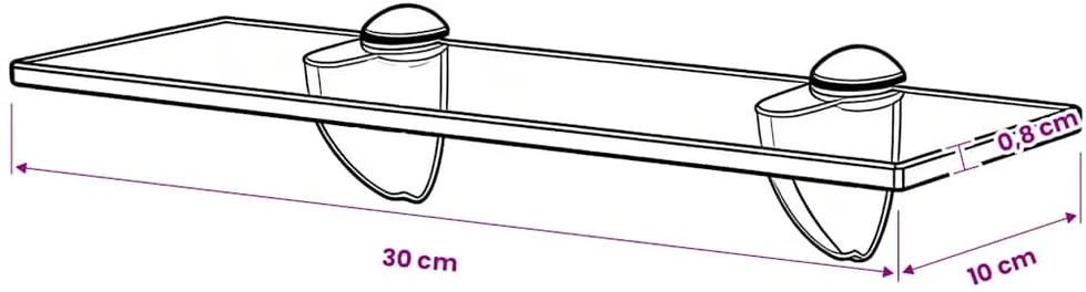 Pakabinama lentyna, stiklas, 30x10 cm, 8 mm