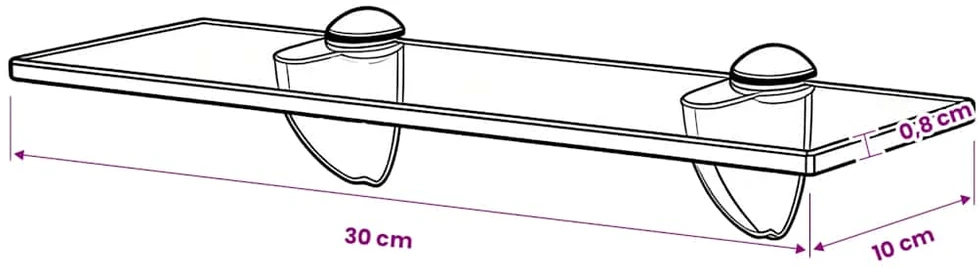 Pakabinama lentyna, stiklas, 30x10 cm, 8 mm