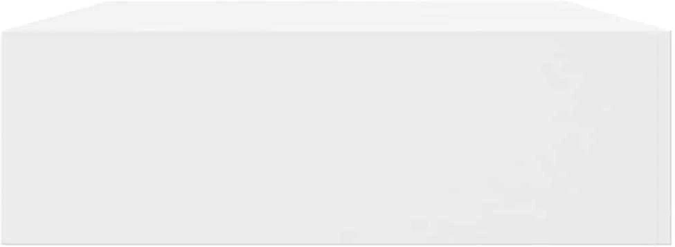 Pakabinama sieninė eksponavimo lentyna su 1 stalčiumi, balta, MDF